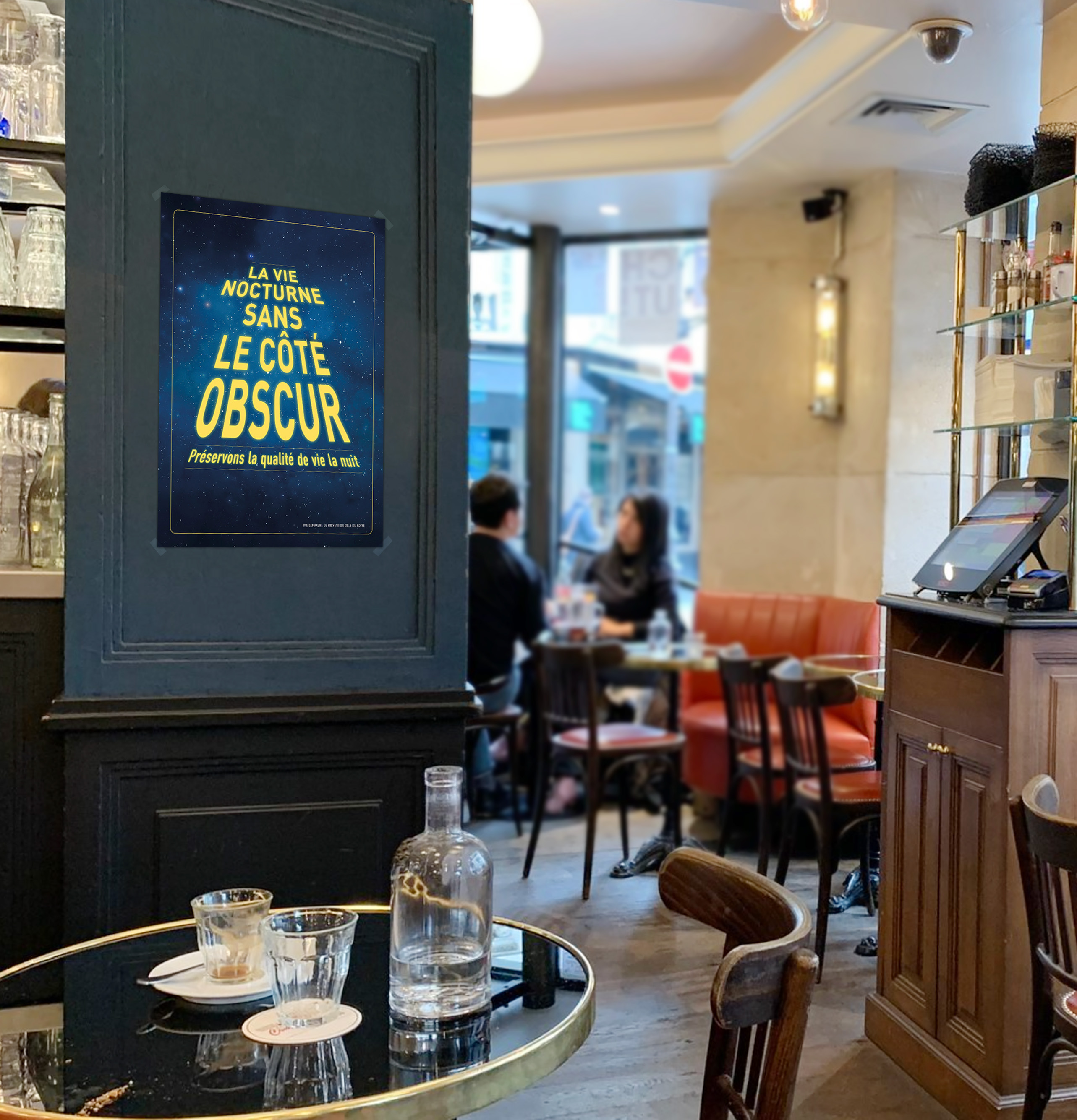 affiche publicitaire vie nocturne Havre dans un bar